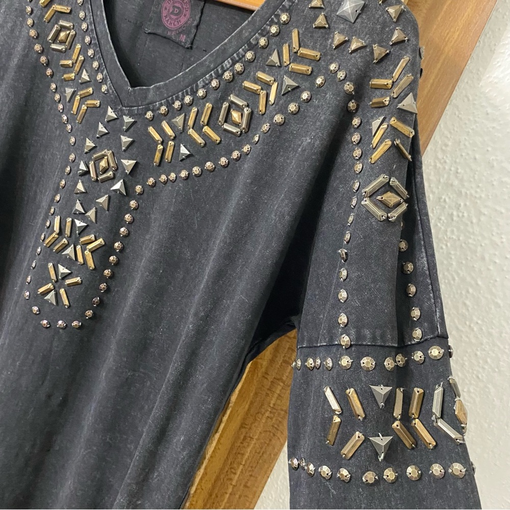 Double D Ranch Tunic Studded Embellished Boho Western Cotton Sz Medium